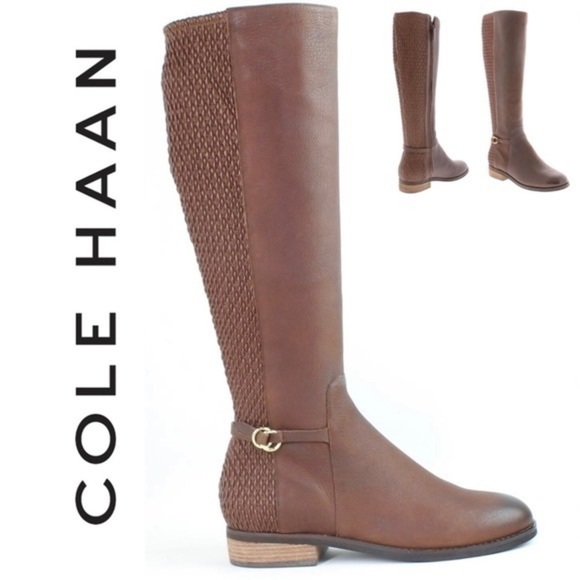 Cole Haan Shoes - COLE HAAN Isabell Women's Stretch Brown Leather Knee High Riding Boots 8B